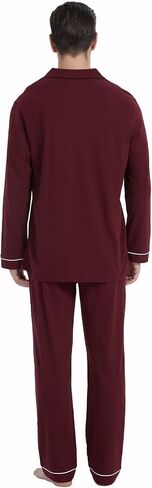 GLOBAL Pajamas for Men Pj Set 100% Cotton Pajama Long Sleeve/Pants Plaids Loungewear sets in Saudi Arabia