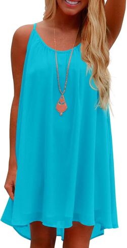 ReachMe Womens Sexy Plus Size Swimsuit Coverups Spaghetti Strap Beach Dresses Bathing Suit Cover Up Sheer Tank Sundress in Kuwait