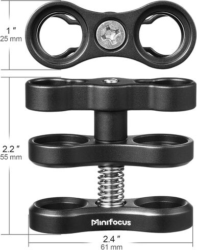 MINIFOCUS 1" Long Ball Clamp Dual Holder Mount for Underwater Photography Diving Light System, Compatible for GoPro Action Camera Flashlight Arms System(2 PCS) in Saudi Arabia