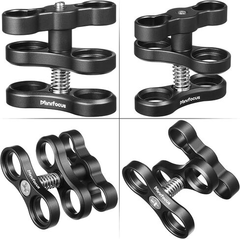 MINIFOCUS 1" Long Ball Clamp Dual Holder Mount for Underwater Photography Diving Light System, Compatible for GoPro Action Camera Flashlight Arms System(2 PCS) in Saudi Arabia