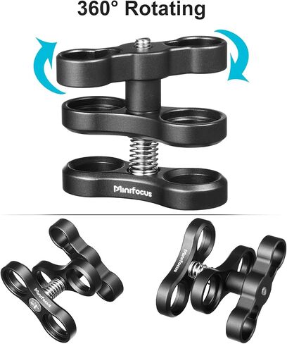 MINIFOCUS 1" Long Ball Clamp Dual Holder Mount for Underwater Photography Diving Light System, Compatible for GoPro Action Camera Flashlight Arms System(2 PCS) in Saudi Arabia