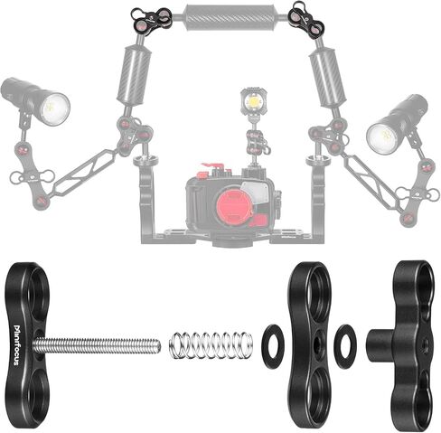 MINIFOCUS 1" Long Ball Clamp Dual Holder Mount for Underwater Photography Diving Light System, Compatible for GoPro Action Camera Flashlight Arms System(2 PCS) in Saudi Arabia