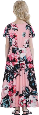 Benylion Tween Girls Dresses for Holiday Playwear Casual Boho Floral Print Junior Dresses for Teen Girls Maxi Dress in Kuwait