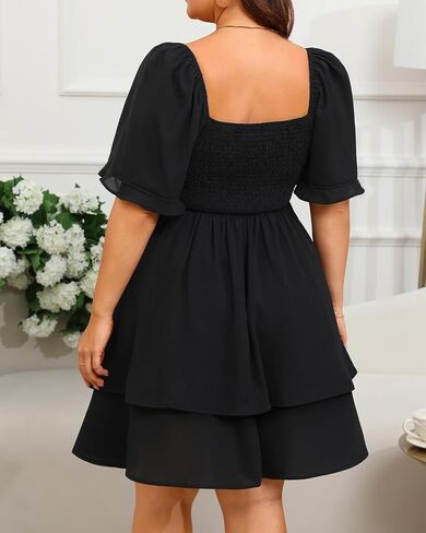 Pinup Fashion Women Graduation Dress Plus Size - Wedding Guest Summer Wrap V Neck Ruffle Knee Length Dresses in Kuwait