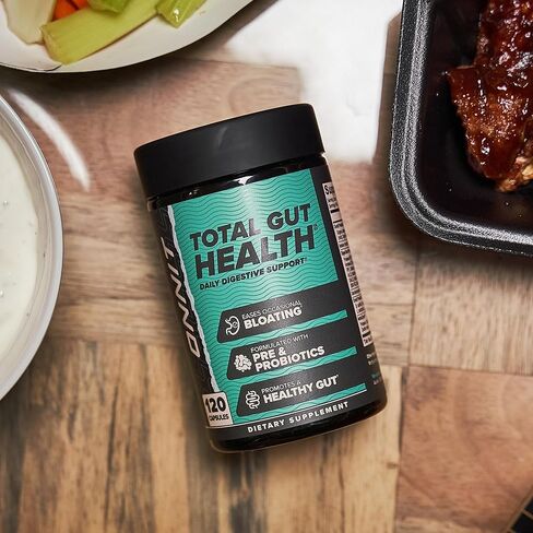 ONNIT Total Gut Health Daily Digestive Support, Complete Digestion Supplement for Women and Men with 7 Strains of Probiotics, Prebiotics, Enzymes and Betaine HCL, 60 Count in Kuwait