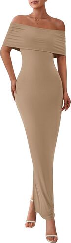 PRETTYGARDEN Women's Off The Shoulder Maxi Dresses 2025 Summer Formal Elegant Cocktail Party Wedding Guest Long Dress in Kuwait