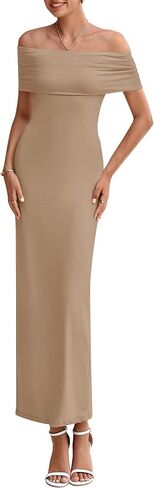 PRETTYGARDEN Women's Off The Shoulder Maxi Dresses 2025 Summer Formal Elegant Cocktail Party Wedding Guest Long Dress in Kuwait