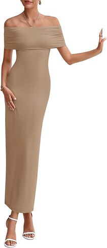 PRETTYGARDEN Women's Off The Shoulder Maxi Dresses 2025 Summer Formal Elegant Cocktail Party Wedding Guest Long Dress in Kuwait