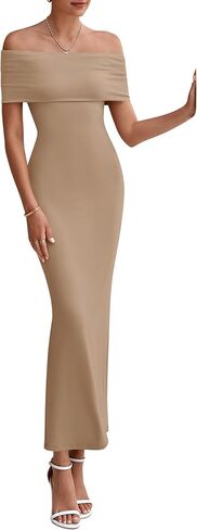 PRETTYGARDEN Women's Off The Shoulder Maxi Dresses 2025 Summer Formal Elegant Cocktail Party Wedding Guest Long Dress in Kuwait