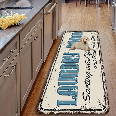 Farmhouse Laundry Room Rug Runner Non Skid Machine Washable Area Rugs Laundry Decor for Kitchen, Bath, Washroom Black（40x20in） in Kuwait