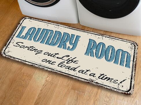 Farmhouse Laundry Room Rug Runner Non Skid Machine Washable Area Rugs Laundry Decor for Kitchen, Bath, Washroom Black（40x20in） in Kuwait