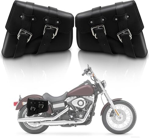 1 Pair Motorcycle Swingarm Bag,PU Leather Motorcycle Side Saddle Bag,Triangulated Swingarm Bag,Large Capacity Water Steel, with Straps, Ideal for Most Motorbikes in Saudi Arabia