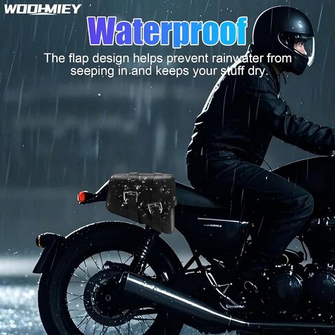 1 Pair Motorcycle Swingarm Bag,PU Leather Motorcycle Side Saddle Bag,Triangulated Swingarm Bag,Large Capacity Water Steel, with Straps, Ideal for Most Motorbikes in Saudi Arabia