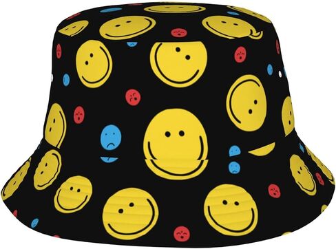 Smiley Face Bucket Hat Summer Beach Travel Hiking Fisherman Hat for Women Men in Kuwait