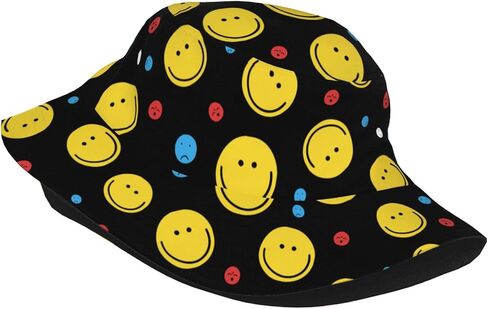 Smiley Face Bucket Hat Summer Beach Travel Hiking Fisherman Hat for Women Men in Kuwait