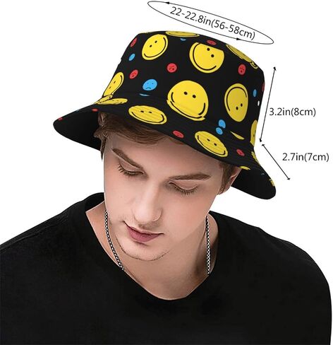 Smiley Face Bucket Hat Summer Beach Travel Hiking Fisherman Hat for Women Men in Kuwait