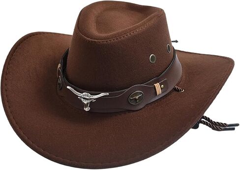 QWINEE Retro Vintage Cowgirl Hat for Women Wide Brim Buckle Belt Classic Western Cowboy Hats in Saudi Arabia