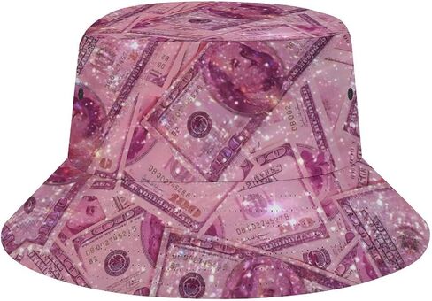 Pink Money Bucket Hat for Men Women Packable Fisherman Hat Sun Cap Outdoor Travel Beach Caps in Kuwait