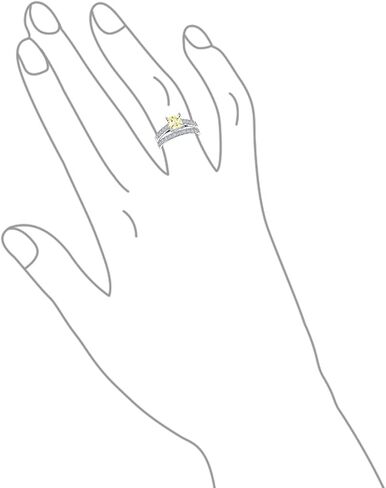 Personalize 1-3CT Brilliant Canary Yellow Cubic Zirconia Square Princess Cut Solitaire Cathedral Setting Thin Eternity Pave Band AAA CZ Anniversary Engagement Wedding Ring Set .925 Sterling Silver in Saudi Arabia
