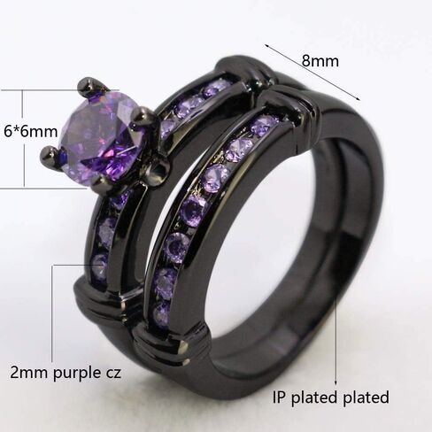 Bridal Sets Black Gold Plated Womens Wedding Bands Blue Cz Engagement Ring Sets in Saudi Arabia