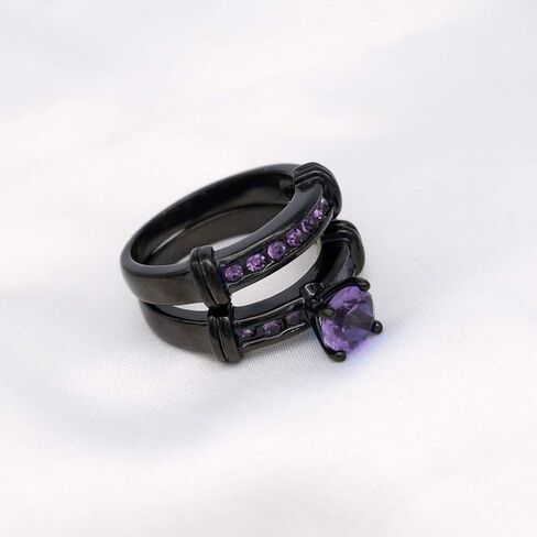 Bridal Sets Black Gold Plated Womens Wedding Bands Blue Cz Engagement Ring Sets in Saudi Arabia