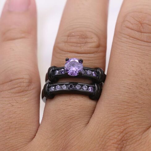 Bridal Sets Black Gold Plated Womens Wedding Bands Blue Cz Engagement Ring Sets in Saudi Arabia