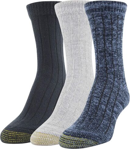 GOLDTOE Women's Ultra Soft and Cozy Geo Crew Socks, 3 Pairs, Light Grey/White/Black, Shoe Size: 6-9 in Saudi Arabia