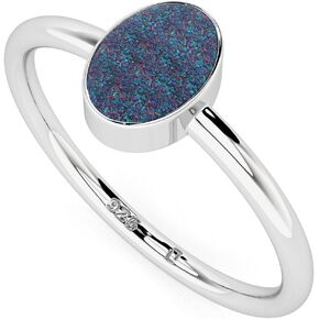 Natural Multi Titanium Druzy Stackable Ring for Women in Sterling Silver, Jewelry Gifts for Her (Round, Oval, Pear)