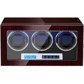 JQUEEN Watch Winder for Automatic Watches Ebony Paint 3 Watch Winder LCD Touch Screen and Adjustable Watch Pillows Fit for Lady and Men's Watches