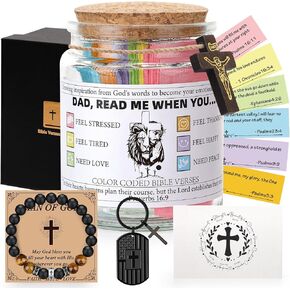 Christian Gift for Men, Father Day Gifts for Dad, Bible Verse Jar for Man, Read Me When Bible Verses in a Jar for Emotions and Feelings with Keychain and Bracelet, Birthday Gifts for Husband Friend