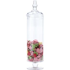 Large Glass Apothecary Jars with Lids, Tall Glass Canister, Candy Jar for Candy Buffet, Classic Footed Decorative Jars for Wedding and Party (Height: 20", Diameter: 5.5")