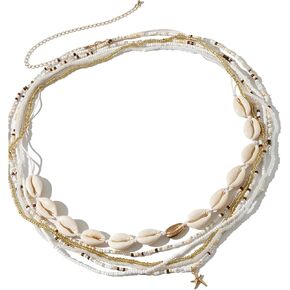 Multi-layered Beaded Belly Chains,Summer Beach Coloful Belly Necklaces Waist Beads Chain Sexy Shell Beads Chain Beaded Bikini Body Jewelry for Women