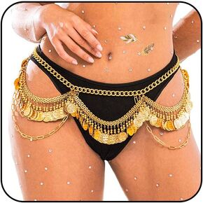Boho Layered Sequin Waist Belly Chain Gold Tassel Body Chain Summer Beach Body Jewelry Accessories for Women