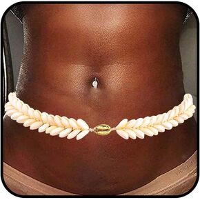 Seashell Waist Chain for Women Boho Layered Starfish Body Chains for Waist Beads Summer Pearl Chain Belt Beach Bikini Belly Chain Jewelry
