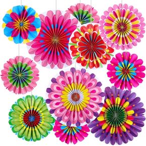 Motipuns 18 Pcs Paper Fans Party Decorations Spring Summer Mexican Fiesta Paper Fans Classroom Ceiling Wall Decor VBS Decorations for Wedding Birthday Baby Showers Cinco De Mayo(Classic Styles)