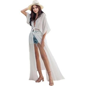 Women's Kimono Swimsuit Cover Up Front Open Extra Long Bikini Dress|2025 Women's Summer Beach Vacation Wear