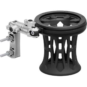 Tackform Chrome Motorcycle Perch/Brake/Clutch Reservoir Drink Holder - Fits Bottles and Cans up to 3.25" in Diameter | Metal Enclosure with Rubber Net | Long Reach Arm