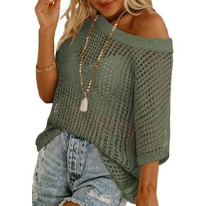 Womens Summer Tops Boho Plus Size Spring Clothes Short Sleeve Sweaters Trendy Dressy Casual Loose Fit Oversized T Shirts Tunic Tops Green L