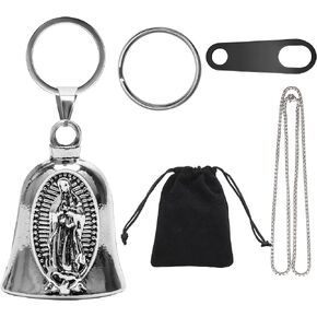 Motorcycle Bell Guardian Angel, Sturdy Guardian Bell 3D Pattern Design Motorcycle Bell For Protecting Riding Gremlin Bells For Motorcycles With Storage Bag & Necklace