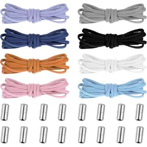 8 Pairs No Tie Elastic Shoe Laces 40 Inches Replacement Stretch Shoelace One Size Fits Flat Shoe Strap Cutable Sneakers Shoestrings for Kids Adults Sports