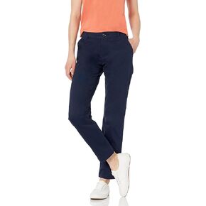 بنطال تشينو نسائي متوسط ​​الارتفاع نحيف بطول كامل من Amazon Essentials (متوفر بمقاس مستقيم ومتعرج)، بني كاكي، 8 in Kuwait