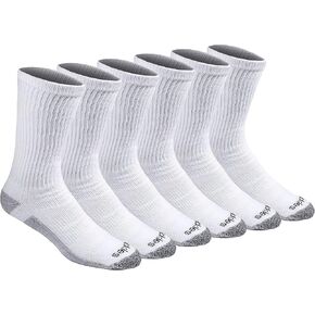 Dickies Men's Multi-Pack Dri-Tech 2.0 Moisture Control Heel-Lock Crew Socks, White, Shoe Size: 6-12