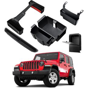 5PCS Center Console Organizer for 2018-2023 Jeep Wrangler JL JLU and Gladiator JT Accessories, Gear Shift Tray, Hanging Storage Box, Armrest Hidden Box, Passenger Side Grab Bar Tray, Not for JK