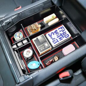 صينية منظم وحدة التحكم المركزية متوافقة مع Ford F150 2021 2022 2023 2024 2025 الملحقات ، مربع تخزين مسند ذراع وحدة التحكم الوسطى (فقط لـ 40/وحدة التحكم/40 في المقاعد الأمامية)