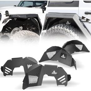 بطانات Fender الداخلية متوافقة مع Jeep Wrangler JL JLU Unlimited 2018-2024 Foordroad Powder Steel Frity Front + 4pcs مع الملحقات