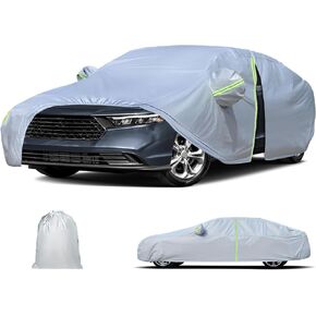 Sedan Car Cover for 2023-2025 Honda Accord, Waterproof All Weather Car Cover for Automobiles with Zipper Door & Windproof Bands, Scratch Resistant Sun UV Rain Dust Protection