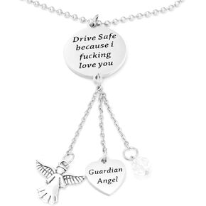Kivosliviz Guardian Angel Rearview Mirror New Car Mirror Charms Guardian Angel Car Charm Window Hanging Ornament Car Interior Rearview Mirror Pendant