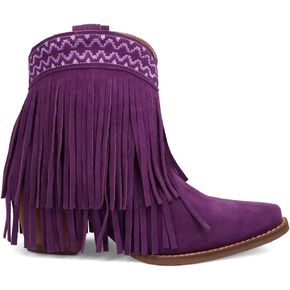 Dingo Womens Tapadero Southwest Fringe Snip Toe أحذية غير رسمية منتصف الكعب 2-3 " - أرجواني