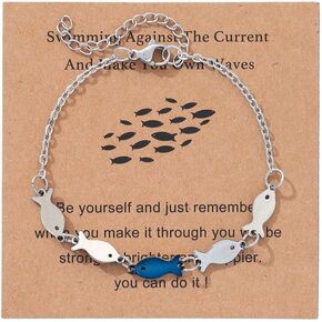 Swimming Against the Current Stainless Steel Bracelet, Inspirational Christian Gifts for Women, Christmas Encouragement Spiritual for Best Friend