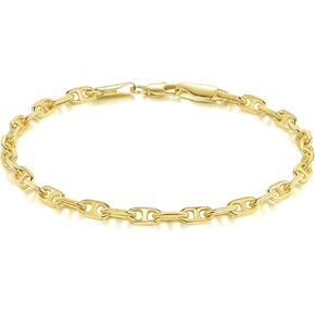 14K Gold Bracelets for Women Fine Gold Mariner Chain Bracelet for Women & Mens Bracelet Layering Womens Bracelets Jewelry Presents for Her Him (6.5'' 7'' 7.5'' 8'' 9'')